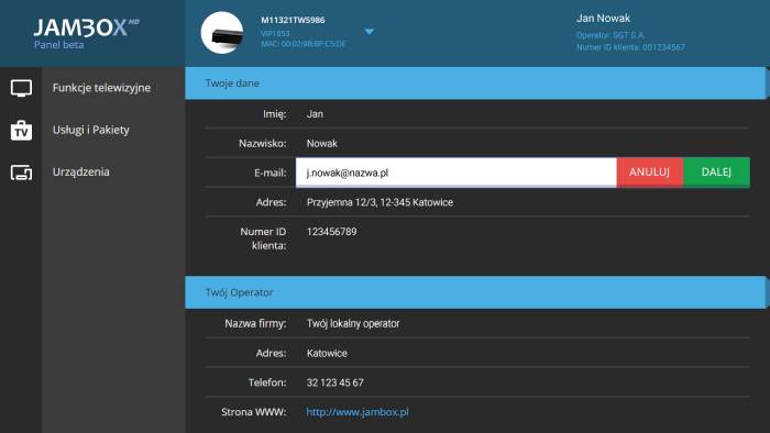 Jambox Panel - email